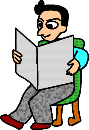 新聞を読む男性のイラスト画像