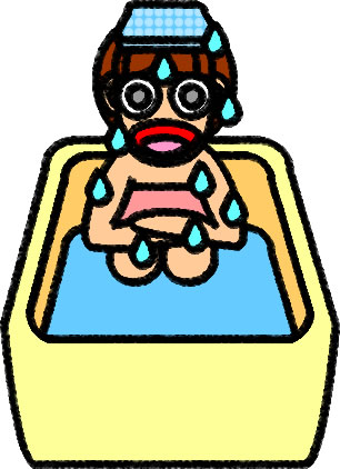 女性 半身浴のイラスト画像