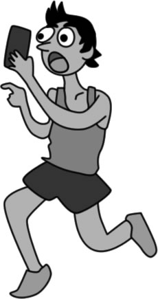 スマホしながら走る男性のイラスト画像
