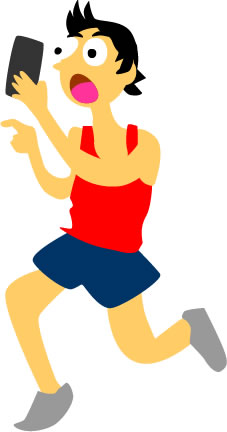スマホしながら走る男性のイラスト画像