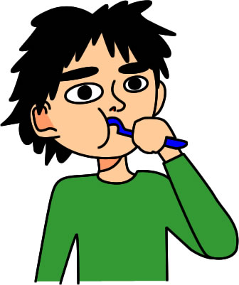 歯磨きする男の子のイラスト画像