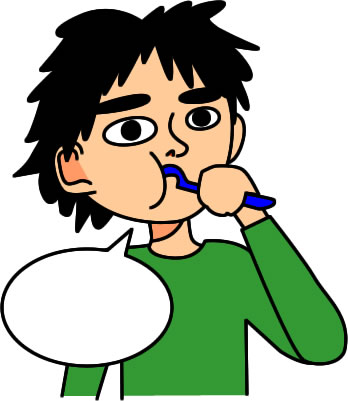 歯磨きする男の子のイラスト画像