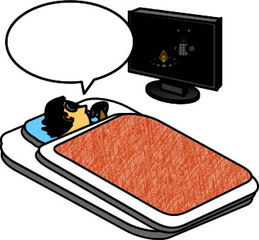 寝ながらゲームする人のイラスト画像