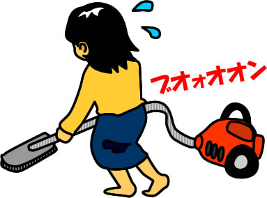 掃除機をかける女性のイラスト画像