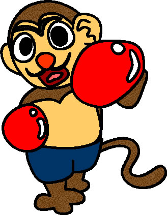 ボクシングする猿のイラスト画像