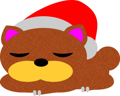 サンタ帽子をかぶったクマのイラスト画像