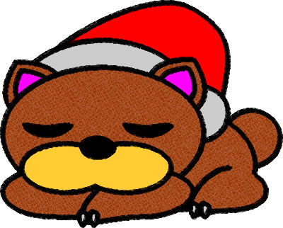 サンタ帽子をかぶったクマのイラスト画像