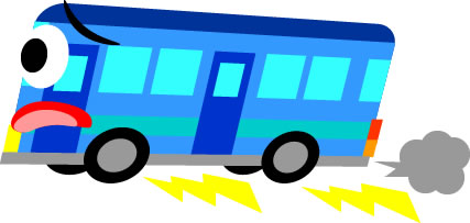 急ブレーキを踏むバスのイラスト画像