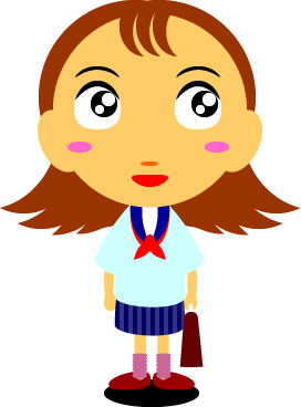 通学カバンを持つ女子高生のイラスト画像