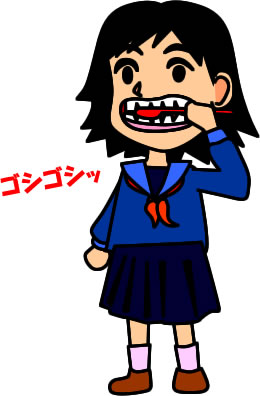 歯磨きする女子高生のイラスト画像