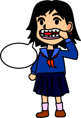 歯磨きする女子高生のイラスト画像