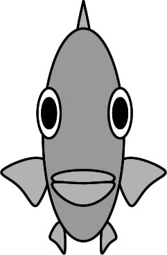 正面から見た魚のイラスト画像
