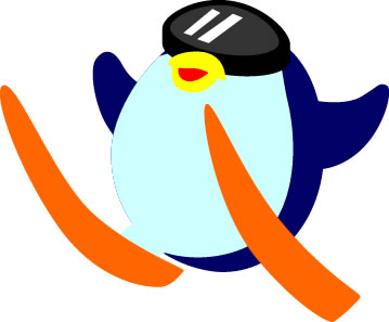 スキージャンプするペンギンのイラスト画像