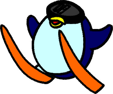 スキージャンプするペンギンのイラスト画像