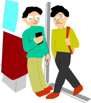 電車の乗降の邪魔になる人のイラスト画像