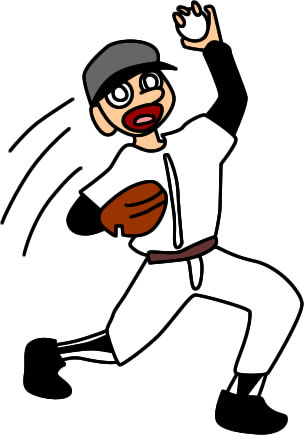 野球をする男性のイラスト画像
