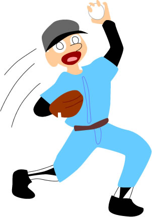 野球をする男性のイラスト画像