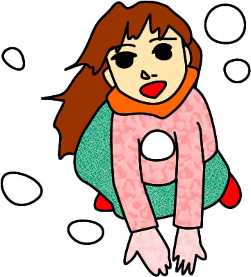 雪に喜ぶ女の子のイラスト画像