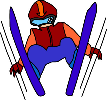 ジャンプするスキー選手のイラスト画像