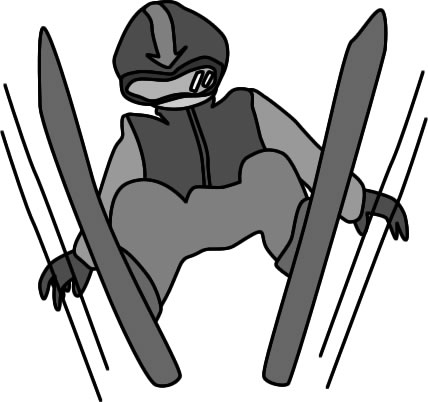 ジャンプするスキー選手のイラスト画像