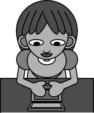 パソコンを操作する女の子のイラスト画像