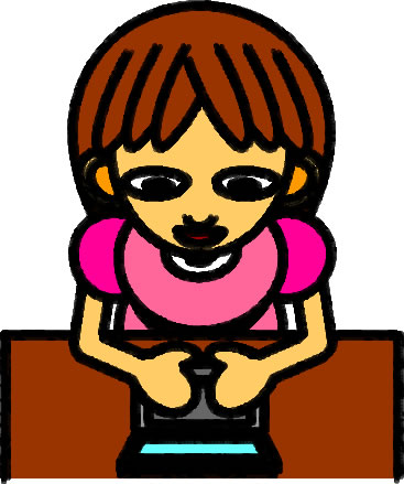 パソコンを操作する女の子のイラスト画像