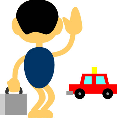 タクシーを呼びとめるサラリーマンのイラスト画像