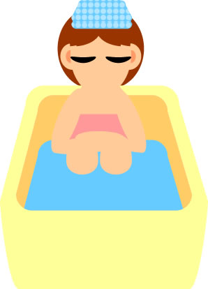 女性 半身浴のイラスト画像