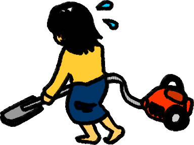 掃除機をかける女性のイラスト画像
