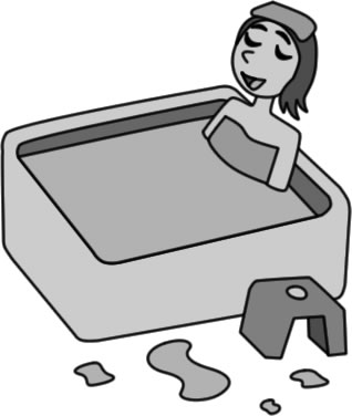 お風呂に入る女性のイラスト画像