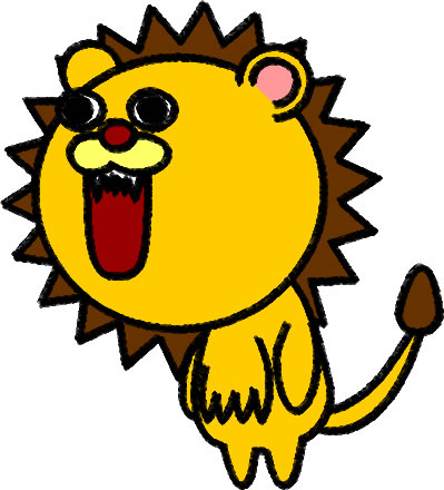 吠えるライオンのイラスト画像
