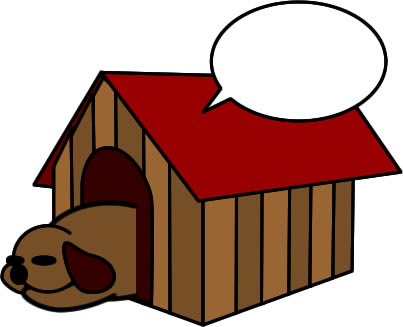 犬小屋で休憩する犬のイラスト画像