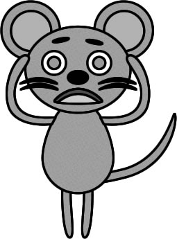 頭を抱えるネズミのイラスト画像