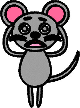 頭を抱えるネズミのイラスト画像