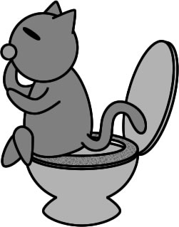 トイレで考えるネコのイラスト画像