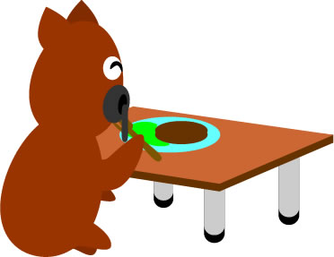 ハンバーグを食べるウシのイラスト画像
