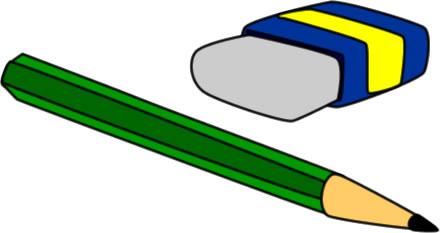 鉛筆と消しゴムのイラスト画像