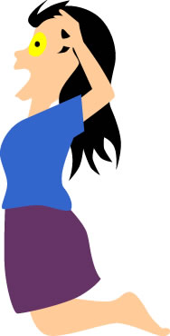 頭を抱えて膝を折る女性のイラスト画像