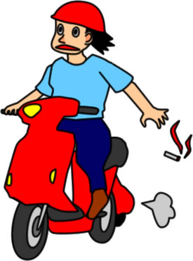 バイクからポイ捨てタバコする人のイラスト画像