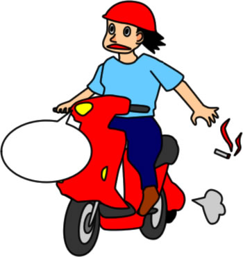 バイクからポイ捨てタバコする人のイラスト画像