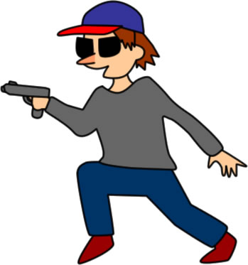 拳銃を持って近づく男のイラスト画像1
