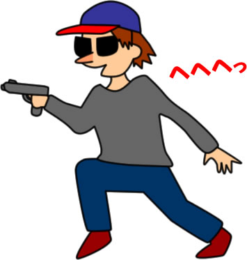 拳銃を持って近づく男のイラスト画像2
