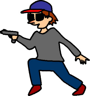 拳銃を持って近づく男のイラスト画像6