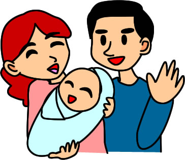 赤ちゃんと両親のイラスト画像1
