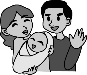 赤ちゃんと両親のイラスト画像4