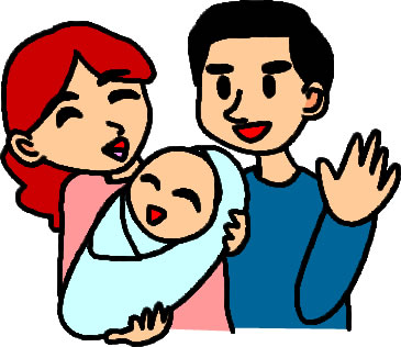 赤ちゃんと両親のイラスト画像6