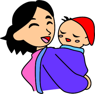 赤ちゃんをおんぶしている母親のイラスト画像1