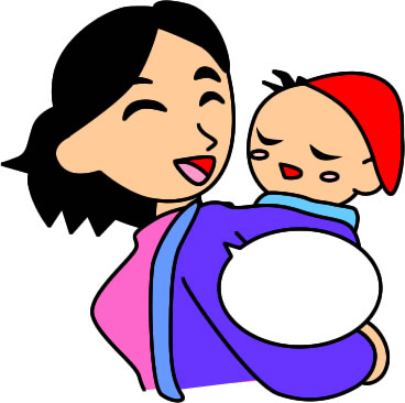 赤ちゃんをおんぶしている母親のイラスト画像3