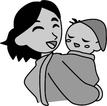 赤ちゃんをおんぶしている母親のイラスト画像4