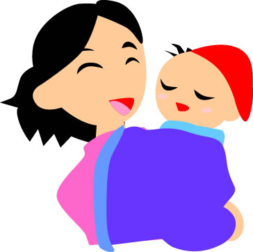 赤ちゃんをおんぶしている母親のイラスト画像5